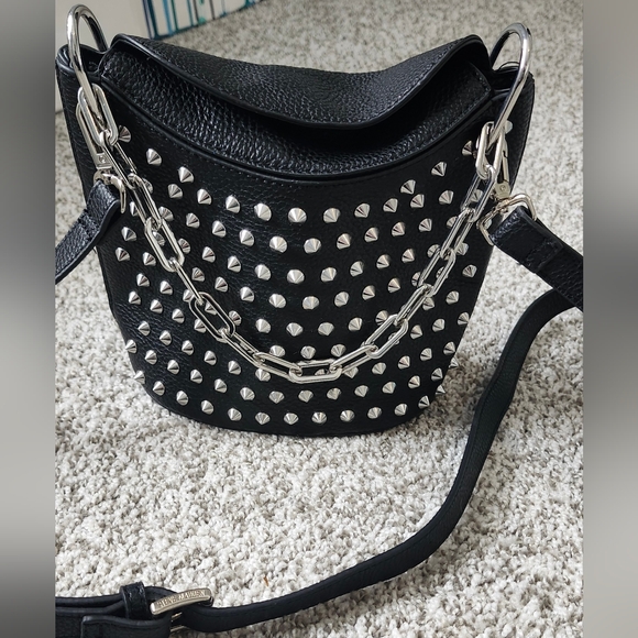 NWOT Steve Madden Black Studded Bucket Purse - Picture 8 of 8